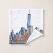 ニ威厳のあるューヨークシティスカイラインの芸術的眺め バスタオルセット (ウォッシュタオル)