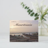 ヌアクショット・モーリタニアのビーチでボート ポストカード (スタンド正面)