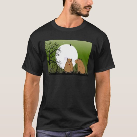 ヌイグルミ カピバラ 月 カピバラちゃん Tシャツ (正面)