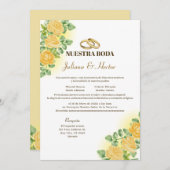 ヌエストラエレガントボダイエローフローラ結婚ズ 招待状 (正面/裏面)