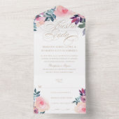 ヌエストラスペインのボダフローレスモラドイ結婚ローザ オールインワン招待状 (内側)