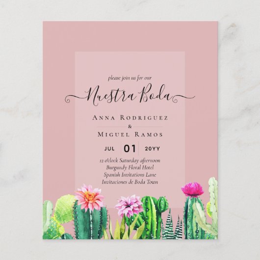 ヌエストラボダカクティフィエスタスペインのウェディング招待 チラシ (正面)