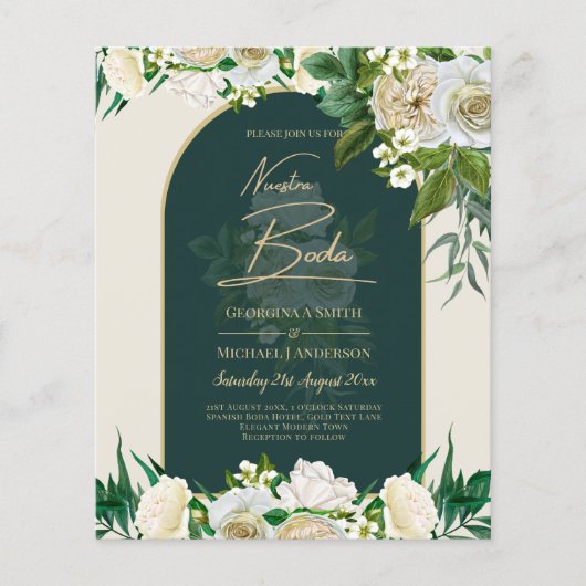 ヌエストラボダグリーン金ゴールドホワイトローズウィンター招待状 チラシ (正面)