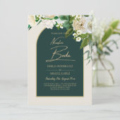 ヌエストラボダグリーン金ゴールドホワイトローズウィンター招待状 招待状 (スタンド正面)