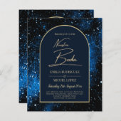 ヌエストラボダスターリーナイトネイビーブルー金ゴールド招待状 (正面/裏面)