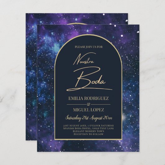 ヌエストラボダスターリーナイトパープルブルー招待状 (正面/裏面)