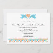 ヌエストラボダパペルピカドラブバードティール(緑がかった色) 招待状 (正面)