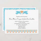 ヌエストラボダパペルピカドラブバードティール(緑がかった色) 招待状 (正面/裏面)