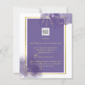 ヌエストラボダパープル金ゴールド結婚ズラベンダー招待状 (裏面)