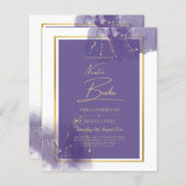ヌエストラボダパープル金ゴールド結婚ズラベンダー招待状 (正面/裏面)
