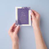 ヌエストラボダパープル金ゴールド結婚ズラベンダー招待状 チラシ (手)