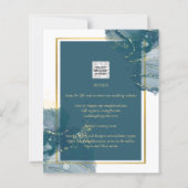 ヌエストラボダピーコックブルー金ゴールド結婚式の招待 (裏面)