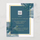 ヌエストラボダピーコックブルー金ゴールド結婚式の招待 チラシ (裏面)