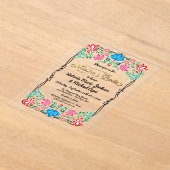 ヌエストラボダフォークアートメキシカンフィエスタパーティー アクリル招待状 (レイダウン)