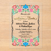 ヌエストラボダフォークアートメキシカンフィエスタパーティー アクリル招待状 (正面)