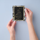 ヌエストラボダブラック金ゴールドインクウェディング招待 チラシ (手)