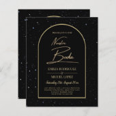 ヌエストラボダブラック金ゴールドスターリーナイト招待状 (正面/裏面)