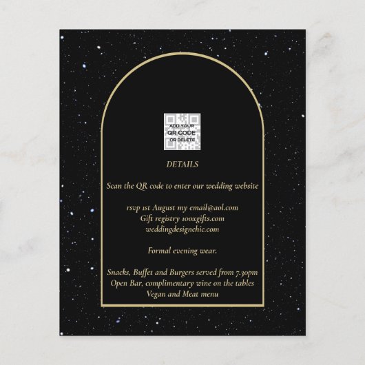 ヌエストラボダブラック金ゴールドスターリーナイト招待状 チラシ (裏面)