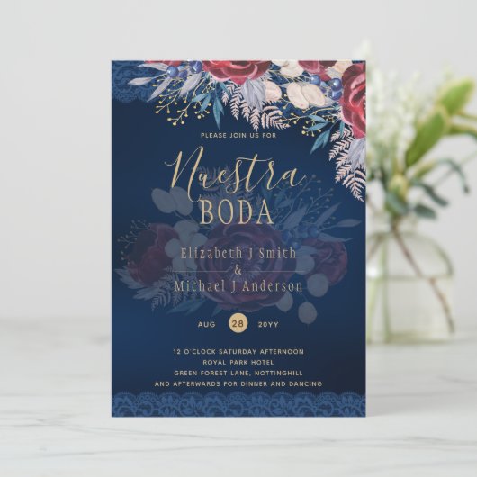 ヌエストラボダブルガンディブルーフローラレース招待状 招待状 (スタンド正面)