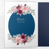 ヌエストラボダブルガンディブルーフローラ結婚式の招待 三つ折り招待状 (内部最初)