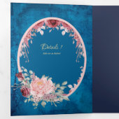 ヌエストラボダブルガンディブルーフローラ結婚式の招待 三つ折り招待状 (内部最初)