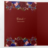 ヌエストラボダブルガンディブルーフローラ結婚式の招待 三つ折り招待状 (内部最初)