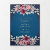 ヌエストラボダブルガンディブルーフローラ結婚式の招待 三つ折り招待状 (カバー)