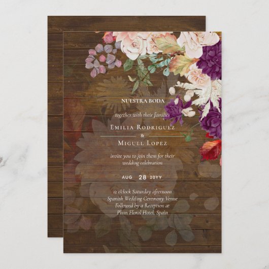 ヌエストラボダプラム秋スペインのフローラ結婚ズ (正面/裏面)