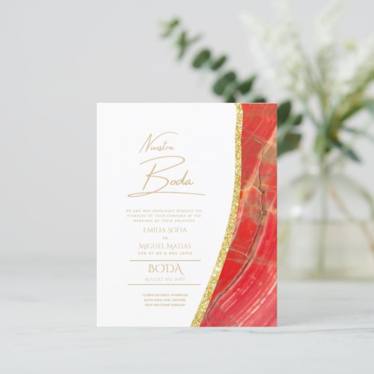 ヌエストラボダ金ゴールド文字AGATE結婚式の招待 (スタンド正面)