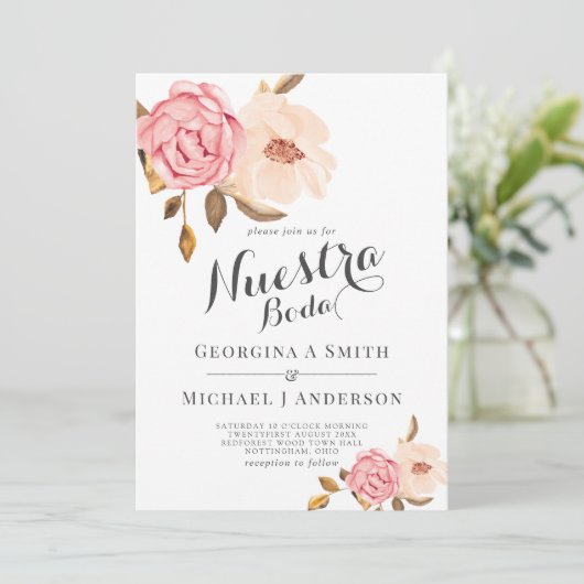 ヌエストラボーダバラピンクウォーター結婚カラー 招待状 (スタンド正面)