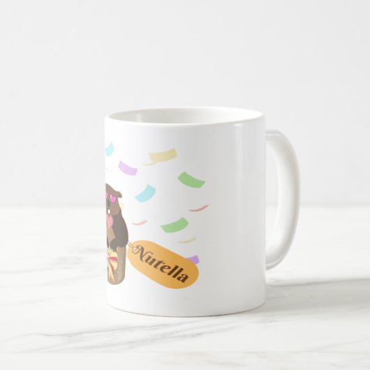 ヌテラの瓶に入ったグラウンドホッグ コーヒーマグカップ (正面右)