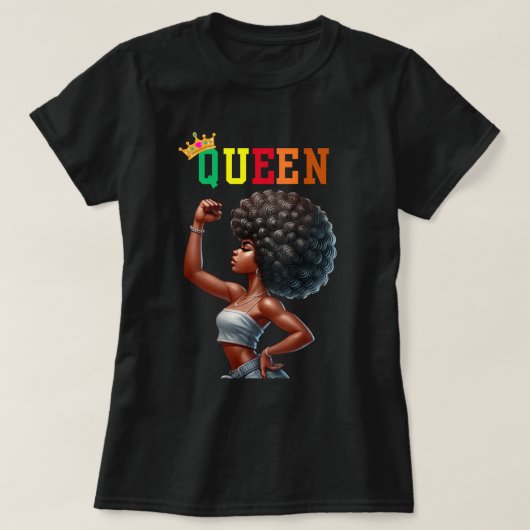 ヌビアの女王:力強い女性のTシャツ Tシャツ (デザイン正面)