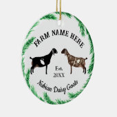ヌビアパーソナライズされた乳製品ヤギ松リース セラミックオーナメント (右)