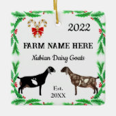 ヌビアパーソナライズされた酪農ヤギ農場クリスマス セラミックオーナメント (正面)