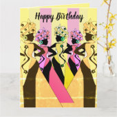 ヌビアンウーマンアートアフリカンアメリカン誕生日カード カード (黄色い花)