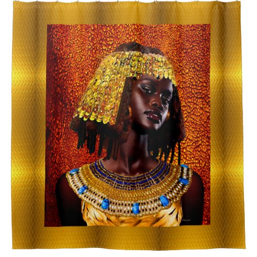 「ヌビアンクイーンズの陛下を受け入れる」 シャワーカーテン (正面)