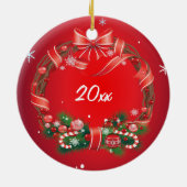 ヌビアンデイリーヤギSanta Hatクリスマスオーナメント セラミックオーナメント (裏面)