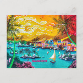 ヌビアンビレッジアスワンエジプト旅行ポップ・アートのアートハガキ ポストカード