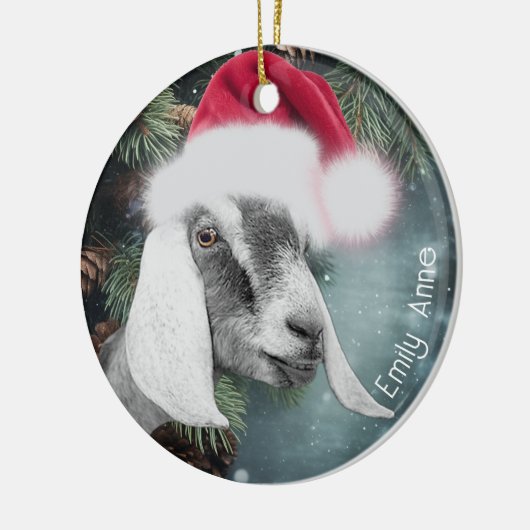 ヌビアンヤギのクリスマスホリデー セラミックオーナメント (左)