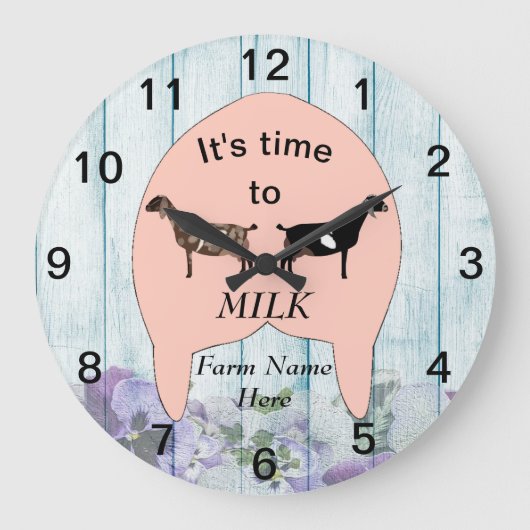 ヌビア乳製ヤギファームウッダーラージクロック ラージ壁時計 (正面)