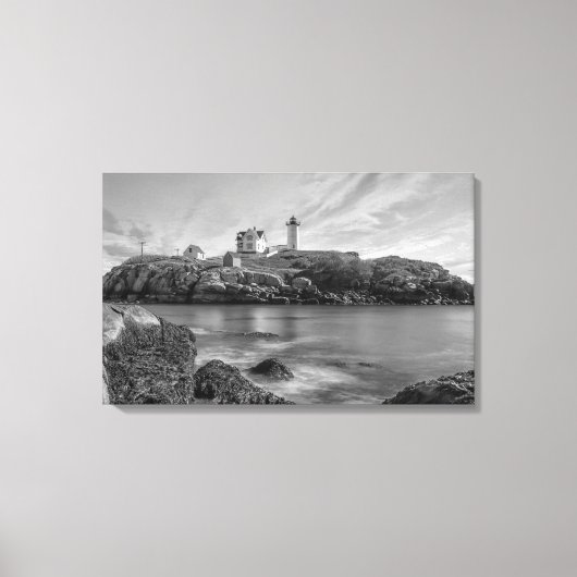 ヌブルライトハウスブラックアンドホワイト キャンバスプリント (正面)