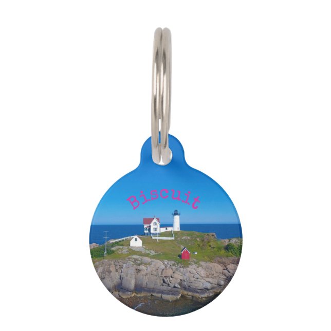 ヌブルライトホットピンクネームドッグフォトラウンドペットタグ ペット　ネームタグ (正面)