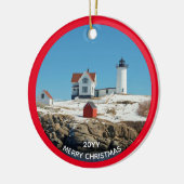 ヌブルレッドイヤーアトランティック海メーンライトハウス セラミックオーナメント (左)