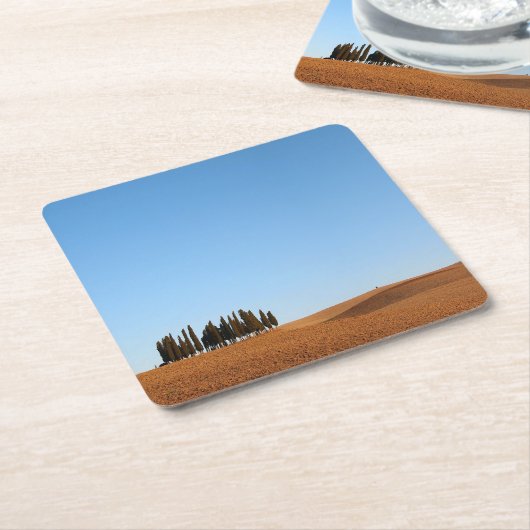 ヌマスギのコースターとのタスカニーの景色 スクエアペーパーコースター (アングル)