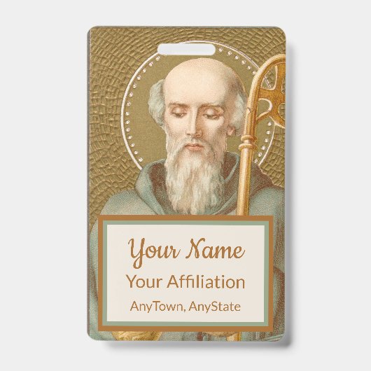 ヌルシアの聖ベネディクト(JM 07;スタイル2) バッジ (正面)