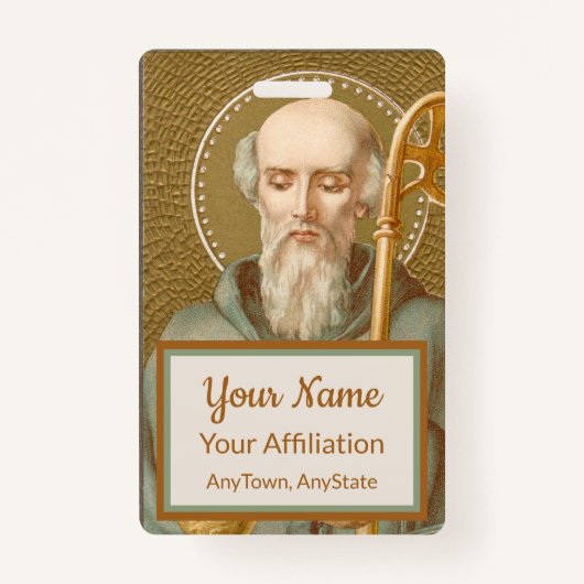 ヌルシアの聖ベネディクト(JM 07;スタイル2) バッジ (正面)