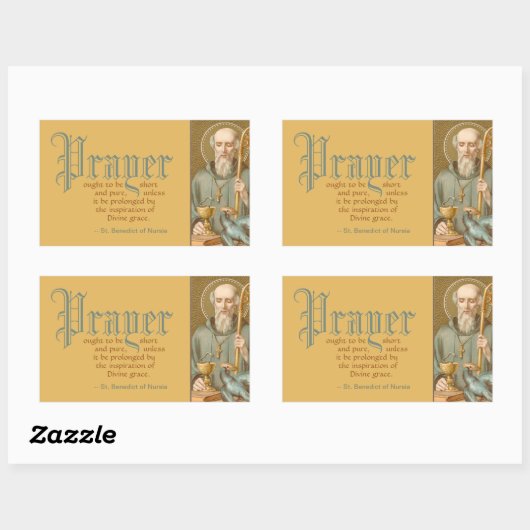 ヌルシアの聖ベネディクト(JM 07;祈りの言葉引用文) 長方形シール (シート)