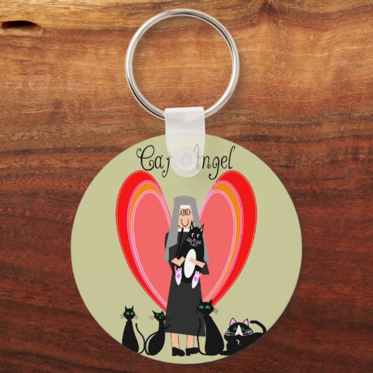 ヌンキャットエンジェルアートギフト キーホルダー (正面)