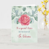 ヌンシスターバラ聖バレンタインの宗教的な饗宴 カード (黄色い花)