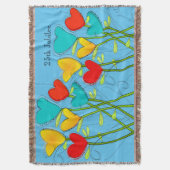 ヌンス25thシルバージュビリー織り毛布フローラブルー スローブランケット (正面縦)